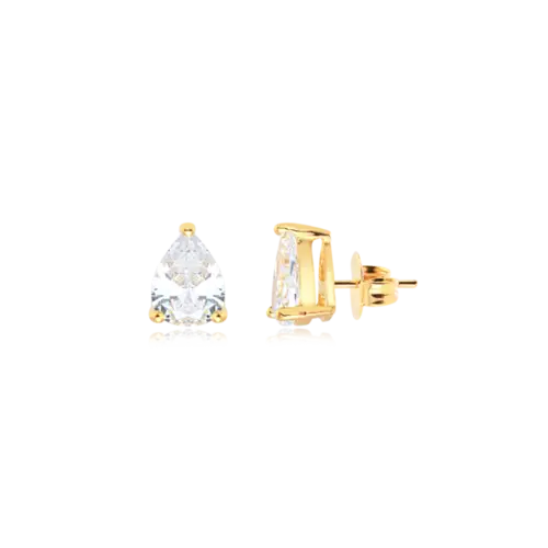 Brinco Zircônia Gota 5x7mm Folheado a Ouro 18k