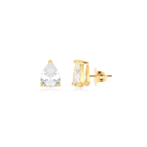 Brinco Zircônia Gota 5x7mm Folheado a Ouro 18k