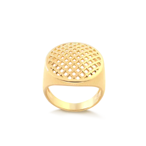 Anel Redondo Telado Folheado a Ouro 18k
