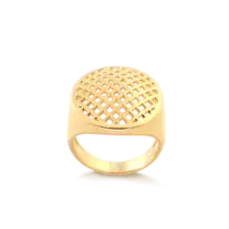Anel Redondo Telado Folheado a Ouro 18k