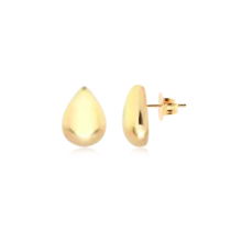 Brinco  Gota Lisa 9x12mm Folheada a Ouro 18k