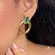 Brinco Circular Pedra Retangular Creavejado Folheado a Ouro 18k