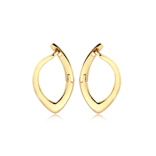 Argola Lisa Formato Gota Folheada a Ouro 18k