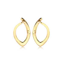 Argola Lisa Formato Gota Folheada a Ouro 18k
