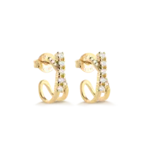 Brinco Formato X Zircônia Folheado a Ouro 18k