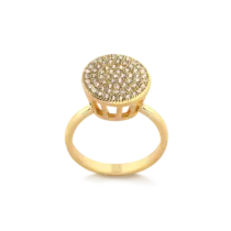 Anel Quézia Redondo Com Zircônia Folheado a Ouro 18k