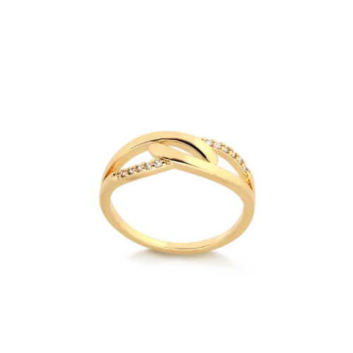 Anel Entrelaçado Zircônia Folheado a Ouro 18k