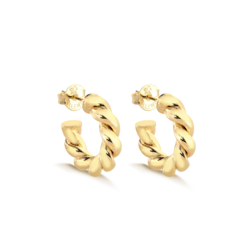 Brinco Torcido 20mm Folheado a Ouro 18k