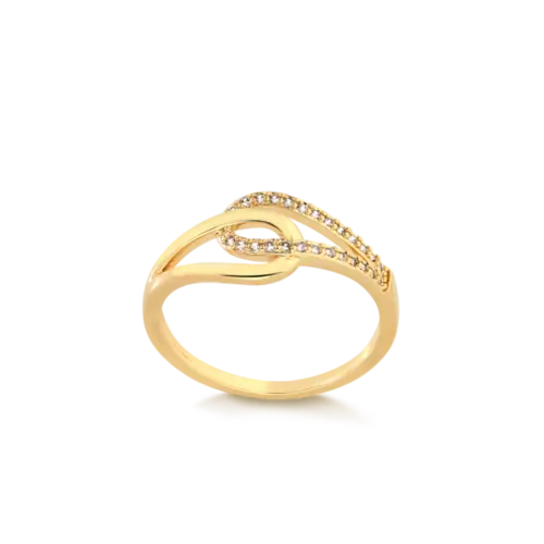 Anel Entrelaçado Com Zircônia Folheado a Ouro 18k