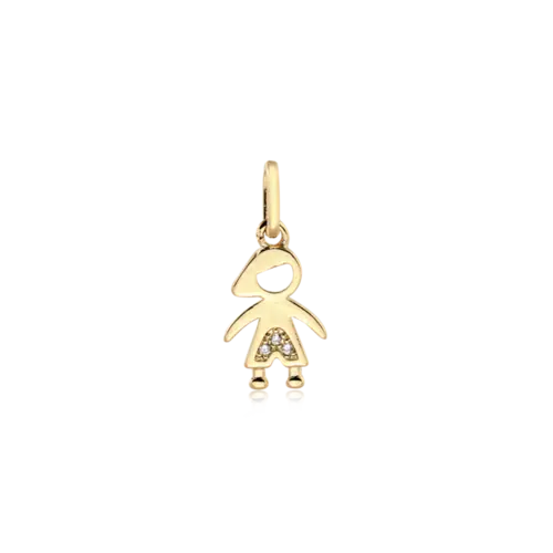 Pingente Menino Com Zircônia Folheado a Ouro 18k