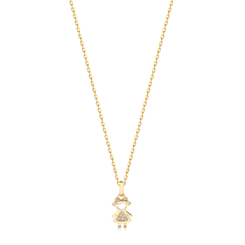 Pingente Menina Com Zircônia Folheado a Ouro 18k