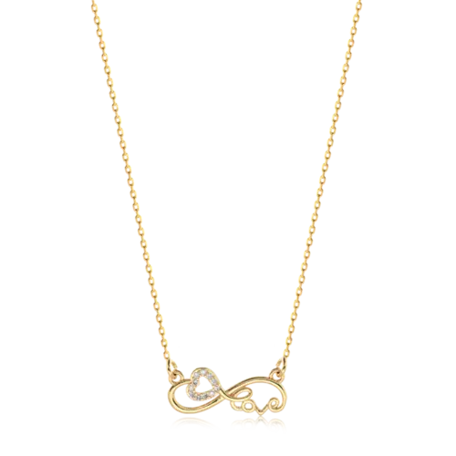 Gargantilha Love Infinito Coração Zircônia Folheado a Ouro 18k