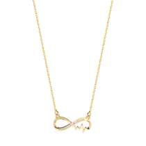 Gargantilha Infinito Batimento Cardíaco Zircônia Folheado a Ouro 18k