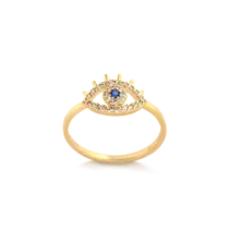 Anel Olho Grego Com Zircônias Folheado a Ouro 18k