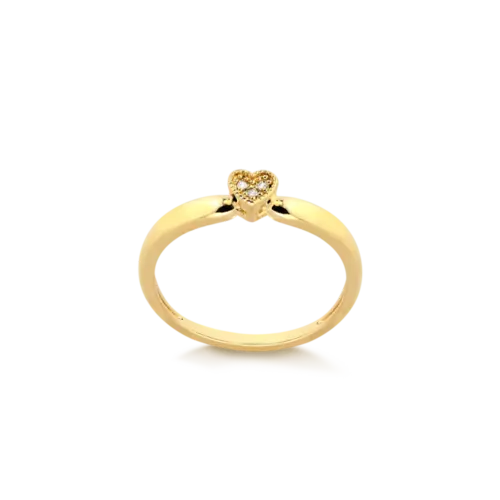 Anel Coração Com Zircônia Folheado a Ouro 18k