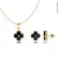 Conjunto Flor Pedra Folheado a Ouro 18k
