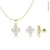 Conjunto Flor Pedra Folheado a Ouro 18k