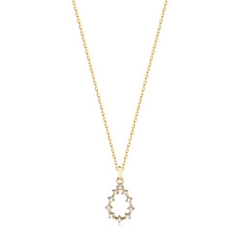 Pingente Gota Vazada Com Zircônias Folheado a Ouro 18k
