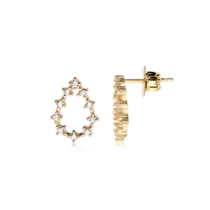Brinco Gota Vazada Com Zircônia Folheado a Ouro 18k