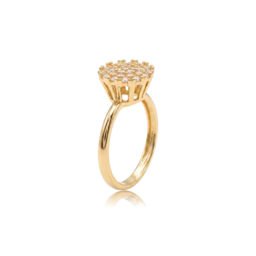 Anel Rainha Com Zircônia Folheado a Ouro 18K