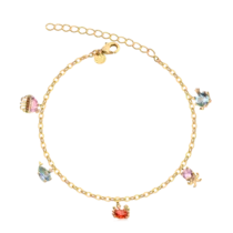 Pulseira Mix Marinho Zircônias Coloridas Folheada a Ouro 18k