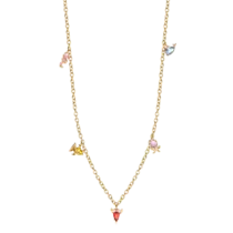 Gargantilha Mix Marinho Zircônias Coloridas Folheada a Ouro 18k