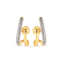 Brinco Ear Hook Duplo Cravejado Folheado a Ouro 18k