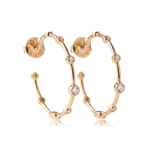 Argola Pontos de Luz Oval Folheada a Ouro 18k