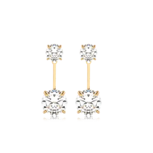 Brinco Duplo Ponto de Luz Folheado a Ouro 18k