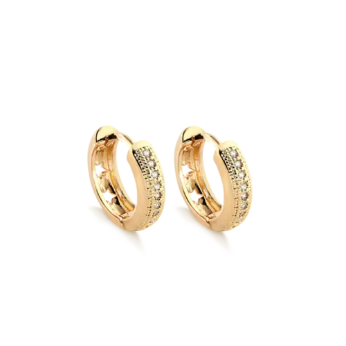 Argola Click 17mm Zircônia Estrelas Folheada a Ouro 18k