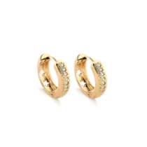 Argola Click 17mm Zircônia Estrelas Folheada a Ouro 18k