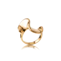 Anel Tipo Orgânico Curvas Folheado a Ouro 18k