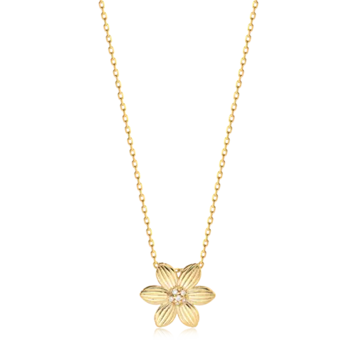 Pingente Flor Frisos Zircônia Folheado a Ouro 18k