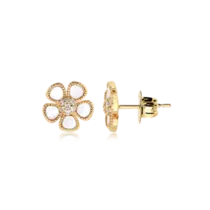 Brinco Flor Madrepérola Folheado a Ouro 18k
