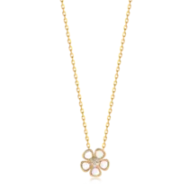 Pingente Flor Madrepérola Folheado a Ouro 18k