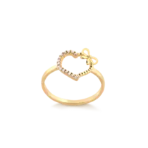 Anel Coração Laço Zircônia Folheado a Ouro 18k