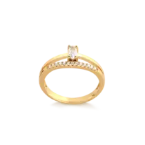 Anel Duplo Solitário Aparador Zircônia Folheado a Ouro 18k
