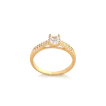 Anel Solitário Zircônia Folheado a Ouro 18k