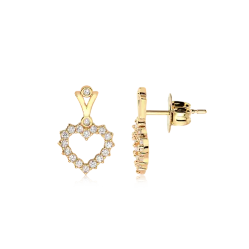 Brinco Coração Vazado Zircônia Folheado a Ouro 18k