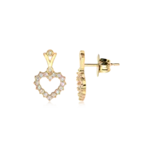 Brinco Coração Vazado Zircônia Folheado a Ouro 18k