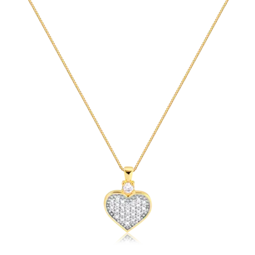 Pingente Coração Zircônia Folheado a Ouro 18K