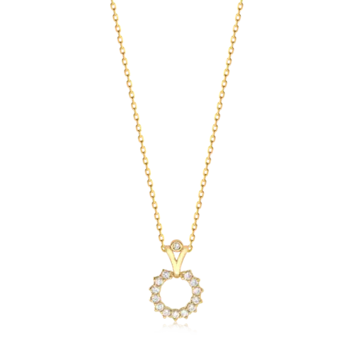 Pingente Círculo Vazado Zircônia Folheado a Ouro 18k