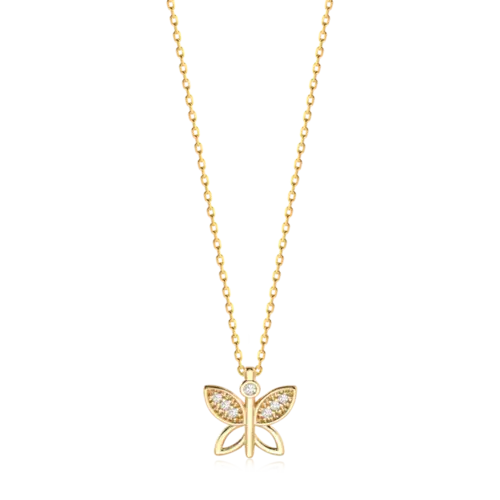 Pingente Borboleta Zircônia Folheado a Ouro 18k