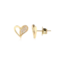Brinco Coração Zircônia Folheado a Ouro 18k