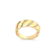 Anel Largo Detalhes Torcido Zircônia Folheado a Ouro 18k