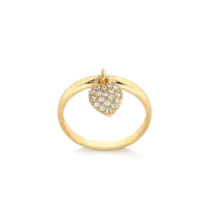 Anel Coração Zircônia Pendurado Folheado a Ouro 18k