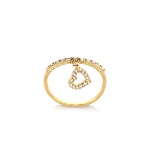 Anel Coração Vazado Zircônia Folheado a Ouro 18k