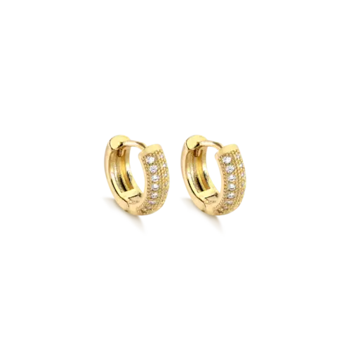 Argola Click Zircônia 10mm Folheada a Ouro 18k