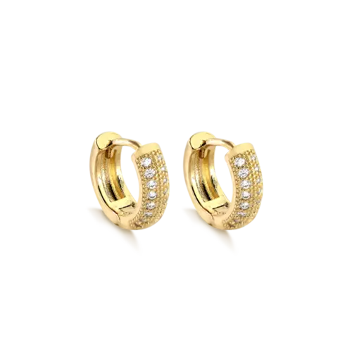 Argola Click Zircônia 12mm Folheada a Ouro 18k