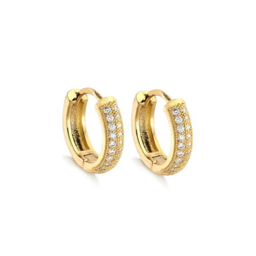 Argola Click Zircônia 14mm Folheada a Ouro 18k